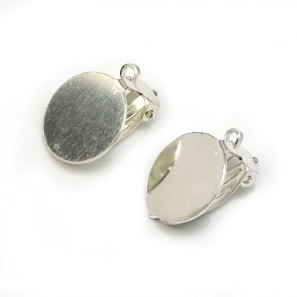 Clip D'oreille plateau à coller, Argent 925 ,14mm x  2pcs 