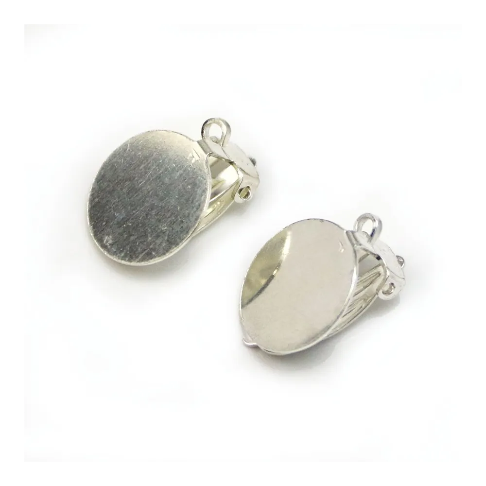 Clip D'oreilles plateau à coller, Argent 925 ,14mm x  2pcs 