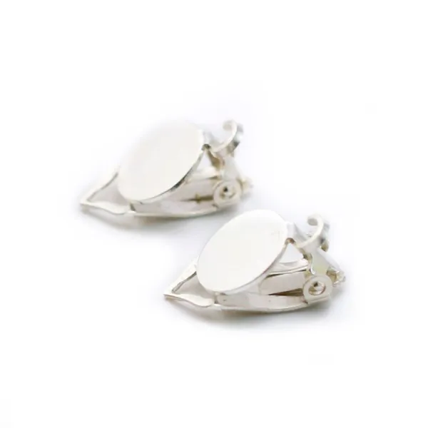 Clip d'oreille plateau à coller avec anneaux 4mm , Argent 925 ,8.5mm x  2pcs 
