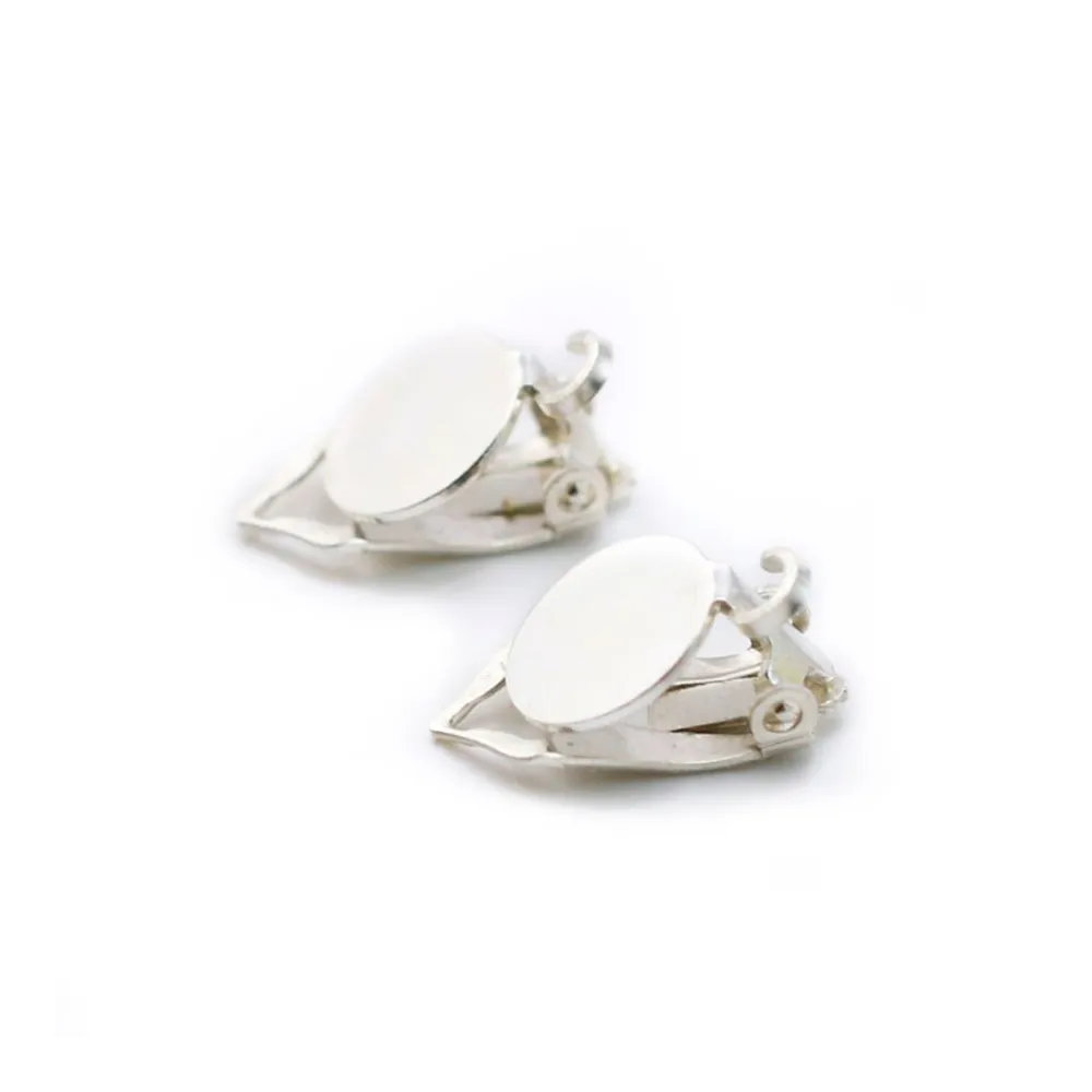 Clip d'oreille plateau à coller avec anneaux 4mm , Argent 925 ,8.5mm x  2pcs 