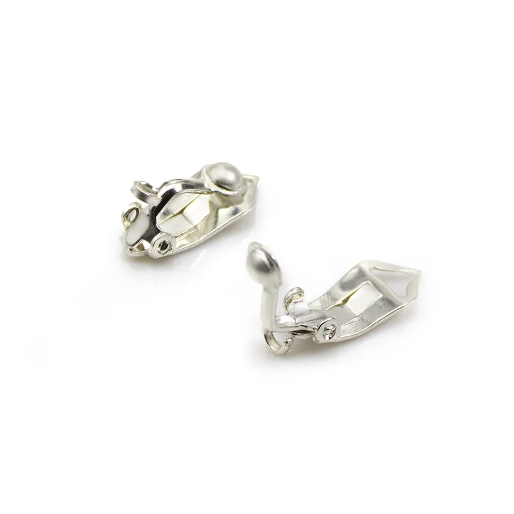 Clip d'oreilles en argent 925, pour perle à coller, 7 * 14mm x 2pcs