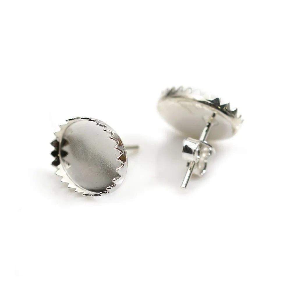 925 sterling silver ear studs for half-drilled pearls 9mm x 2pcs