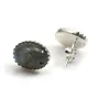 Clous d'oreilles plateau rond pour cabochon 10x14mm en argent 925  x 2pcs