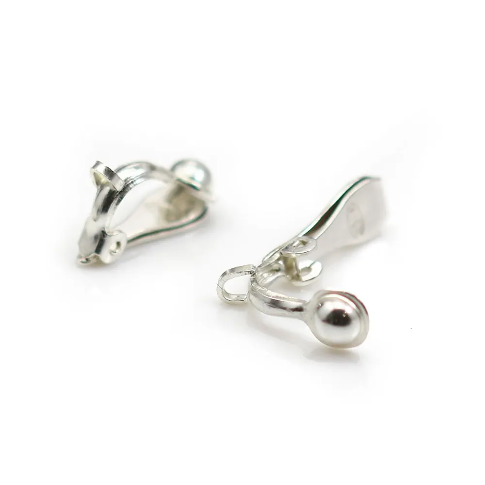 Clip d'oreille en argent 925, pour perle à coller, 5 * 13mm x 2pcs