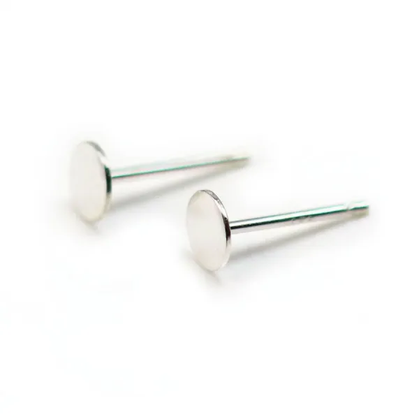Argent 925 Clou boucle D'oreille pour perle coupelle 5mm  X4 pcs 