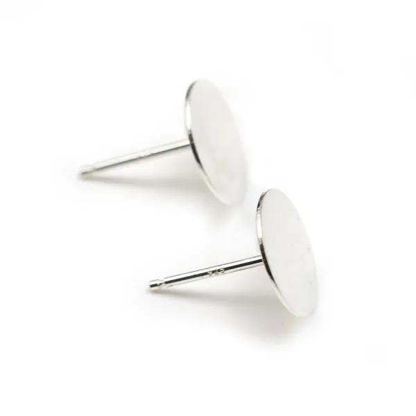 Clous d'oreilles en argent 925, à coller, pour cabochon rond mesurant 10mm x 2pcs