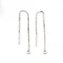 Chainettes d'oreilles anneaux carré 0.65x75mm argent 925 x 2pcs 