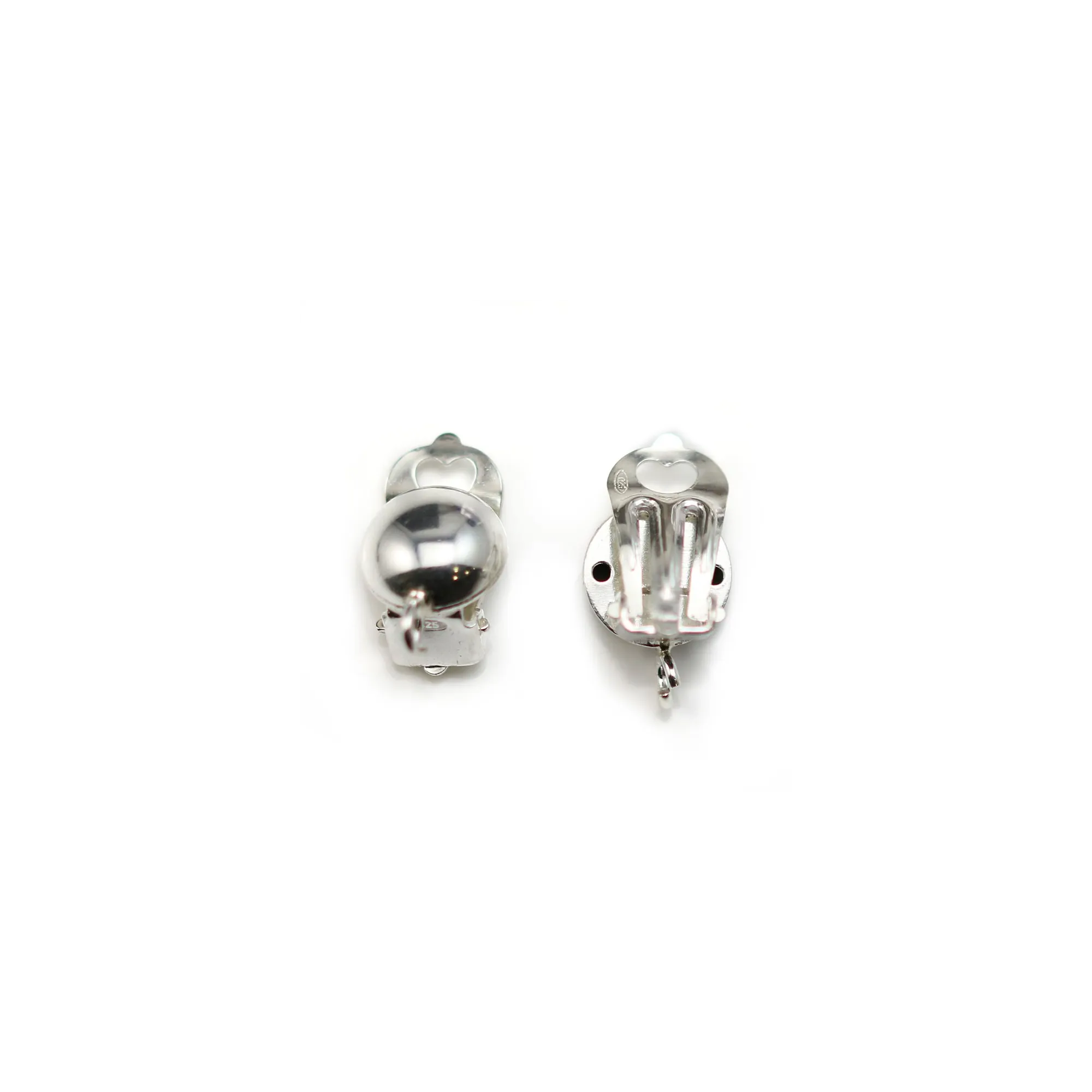 Boucles D'oreilles Double Anneaux Argentés En Acier - Séparés Par Une Boule, Clous