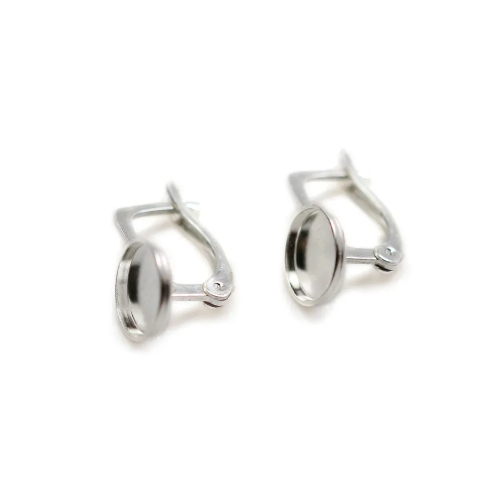 Clip for ear, in 925 silver, for pearls or stones, 8-14mm x 2pcs