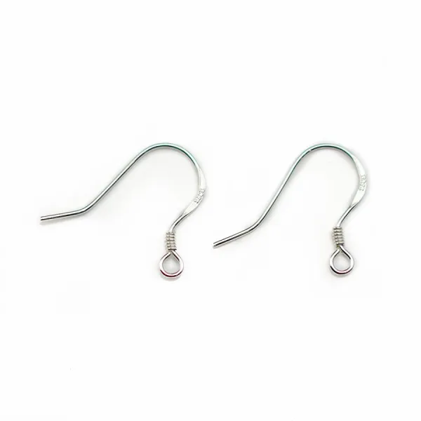 Crochets d'oreilles avec ressort, argent 925 12 mm  x 4pcs