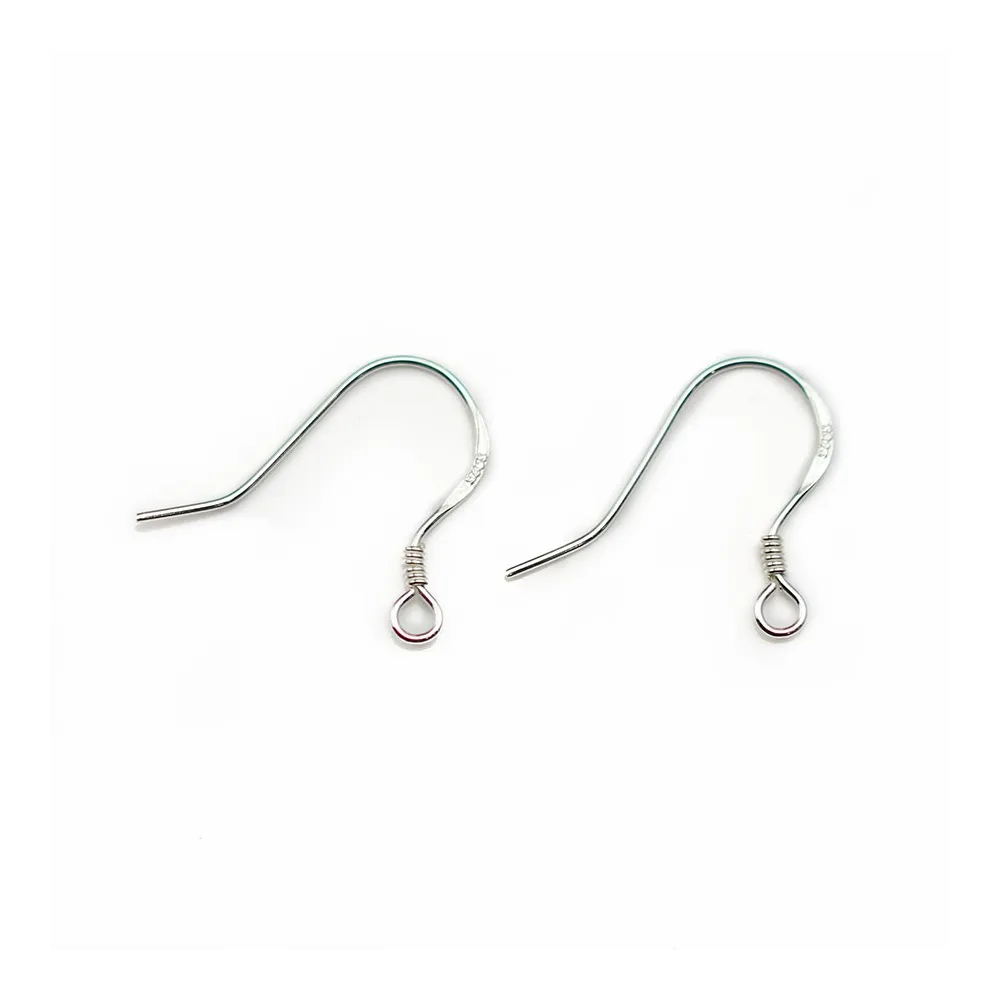 Ear wires with spring, 925 Sterling Silver 12mm x 4 pcs