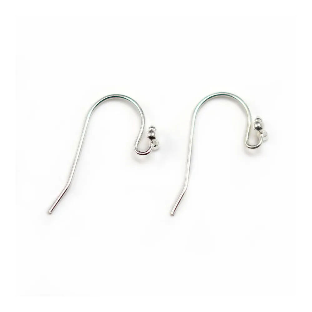 Earwires with 3 balls, 925 sterling silver ,11x20mm x 2pcs