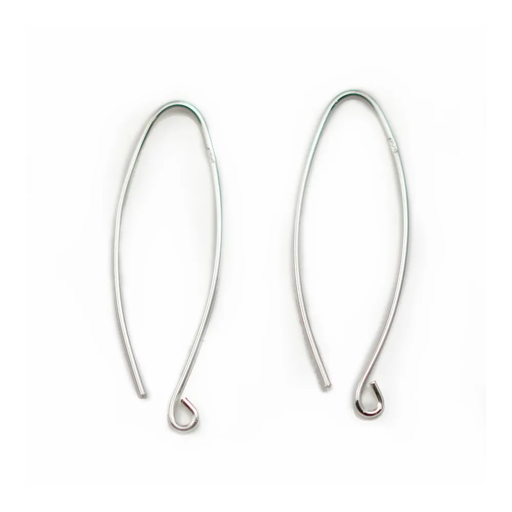Argent 925 Crochet boucles d'oreilles 32mm x 2pcs