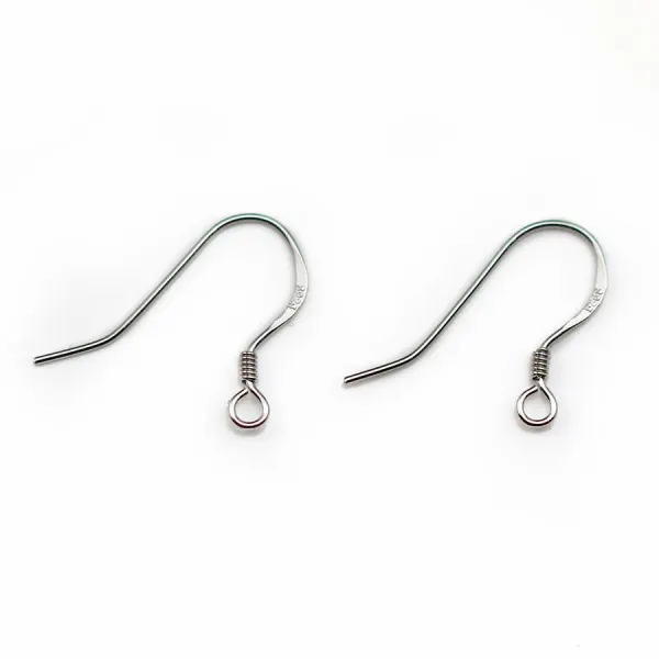 Crochets d'oreilles avec ressort, argent 925 rhodié 12 mm  x 2pcs