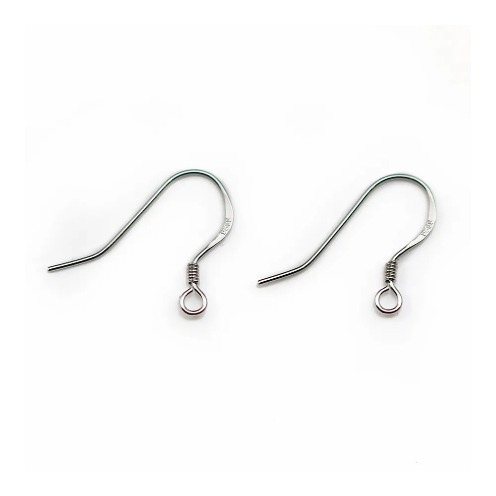 Crochets d'oreilles avec ressort, argent 925 rhodié 12 mm  x 2pcs