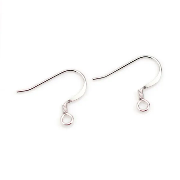 Crochets d'oreilles avec ressort en argent 925 rhodié 15mm x 2pcs