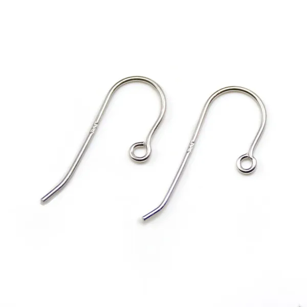 Crochets d'oreilles, argent 925 rhodié 9x22mm x 4pcs