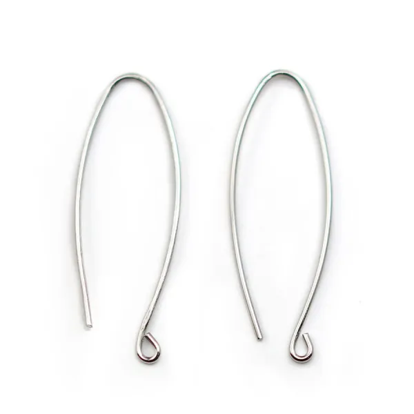 Argent 925 rhodie Crochet boucles d'oreilles 32mm x 2pcs