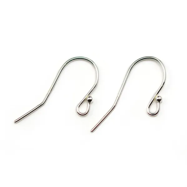 ARG 925 Rhodié Crochet d'oreille en Boule x 40 pcs