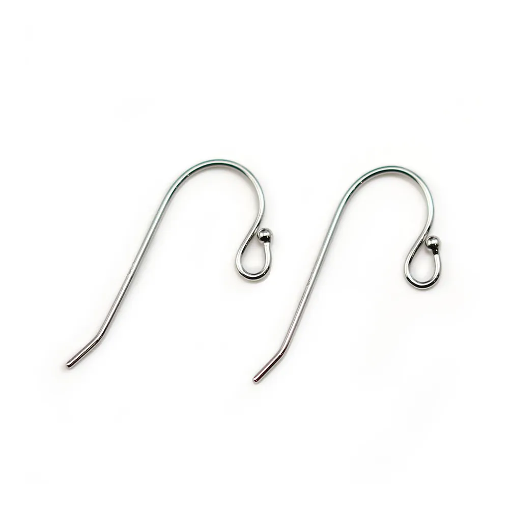 ARG 925 Rhodié Crochet d'oreilles en Boule x 40 pcs