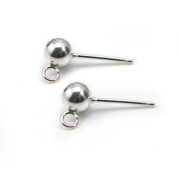 Clous d'oreilles boule 5mm argent 925 x 2pcs