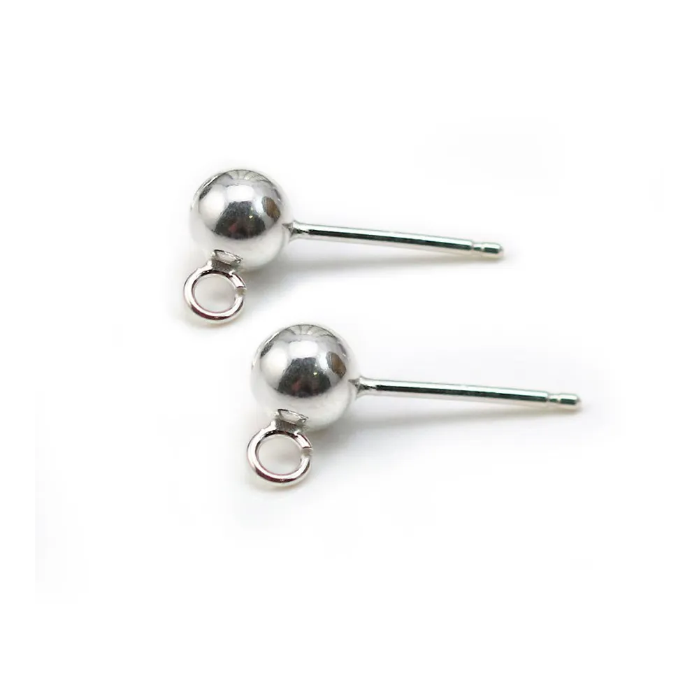 Clous d'oreilles boule 5mm argent 925 x 2pcs