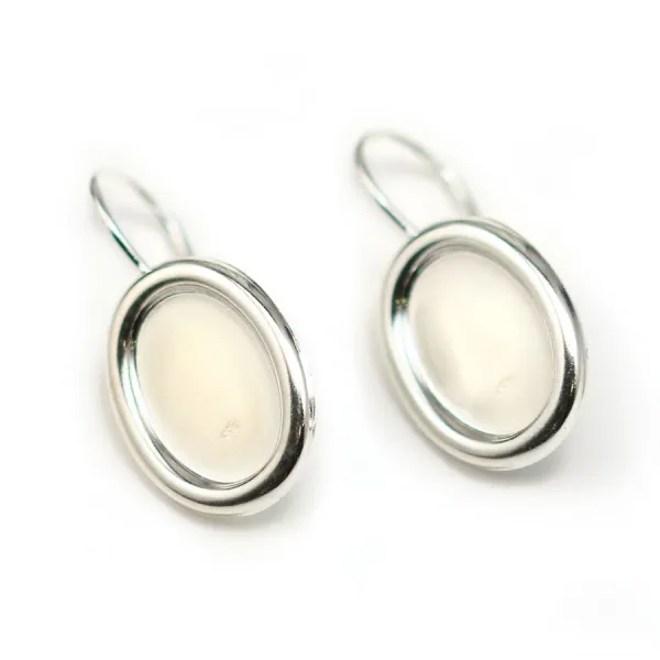 Earrings threadse  with the  cabochon, Sterling Silver 925 , 10x14mm  x 2pcs 