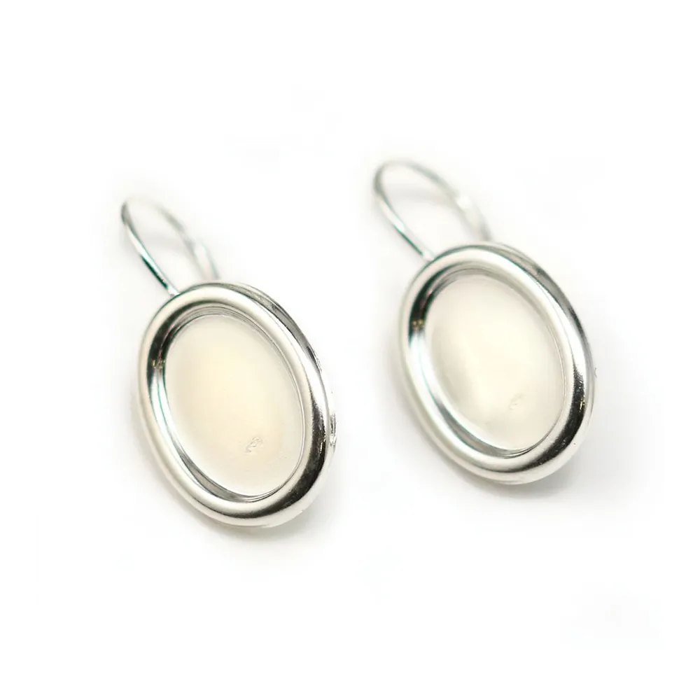 Dormeuse avec support pour cabochon , Argent 925 ,10x14mm x  2pcs 