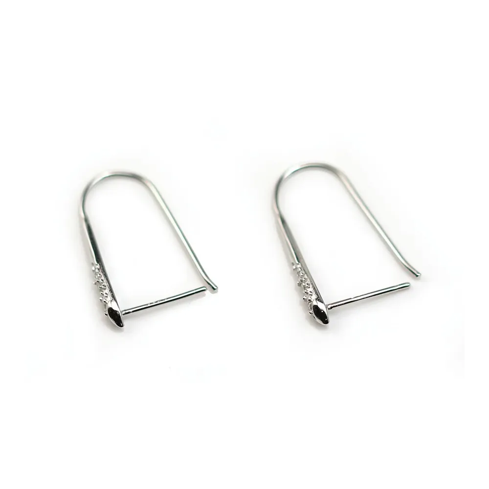 Crochets D'oreilles dos épais+ Oxyde de Zirconium Argent  925 x 2pcs