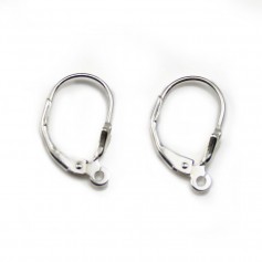 Leverbacks Lily flower, 925 Sterling Silver 17x9mm x 2pcs