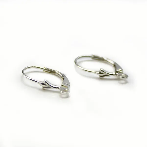 Dormeuse avec fleur de lys, Argent 925 17x19mm x 2 st