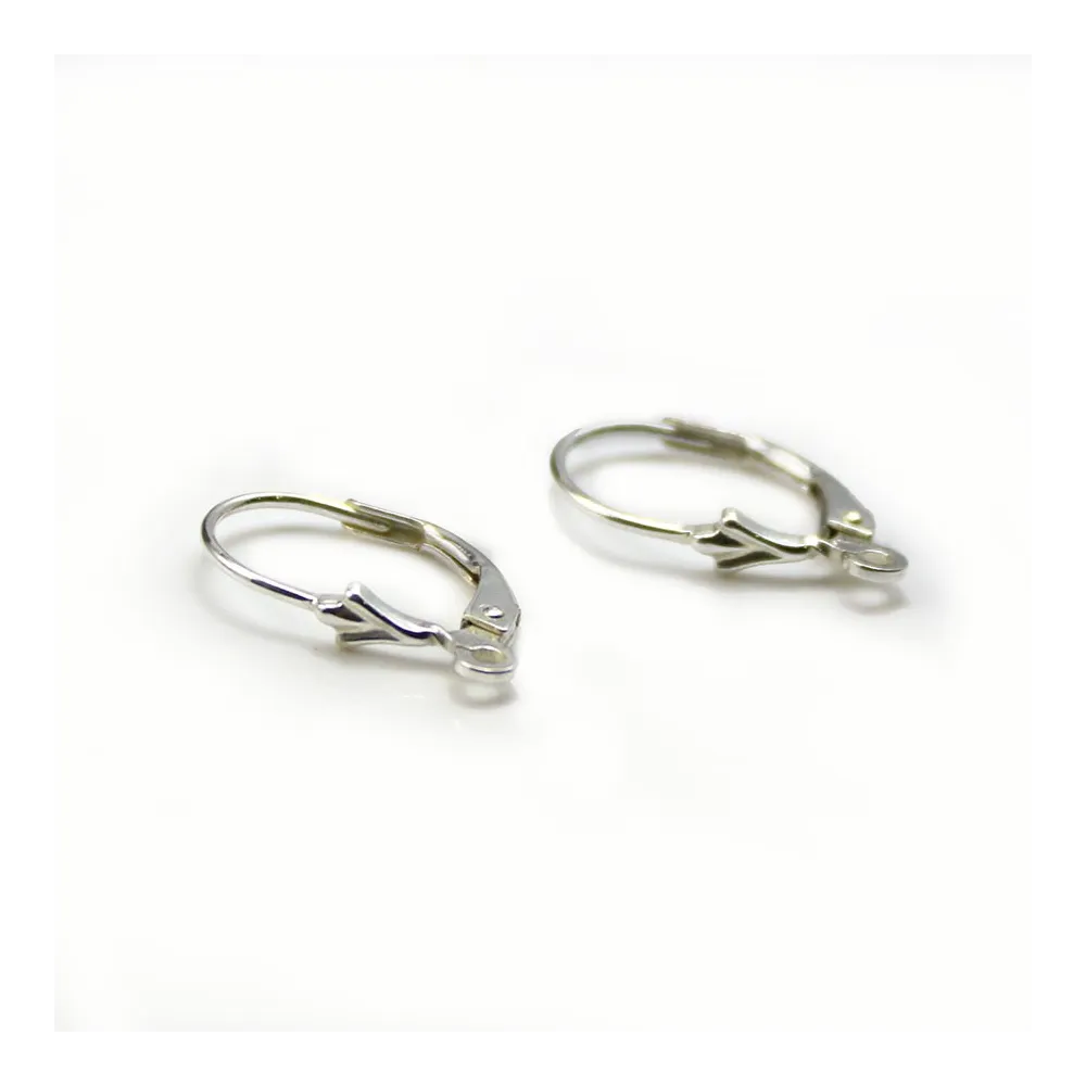 Dormeuse avec fleur de lys, Argent 925 17x19mm x 2pcs