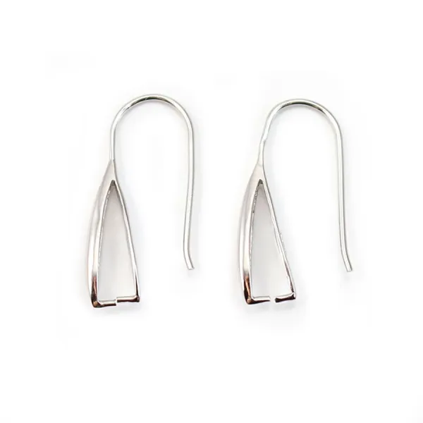 Crochet d'oreilles & attache pendentif ,argent 925 rhodié ,22mm x 2pcs