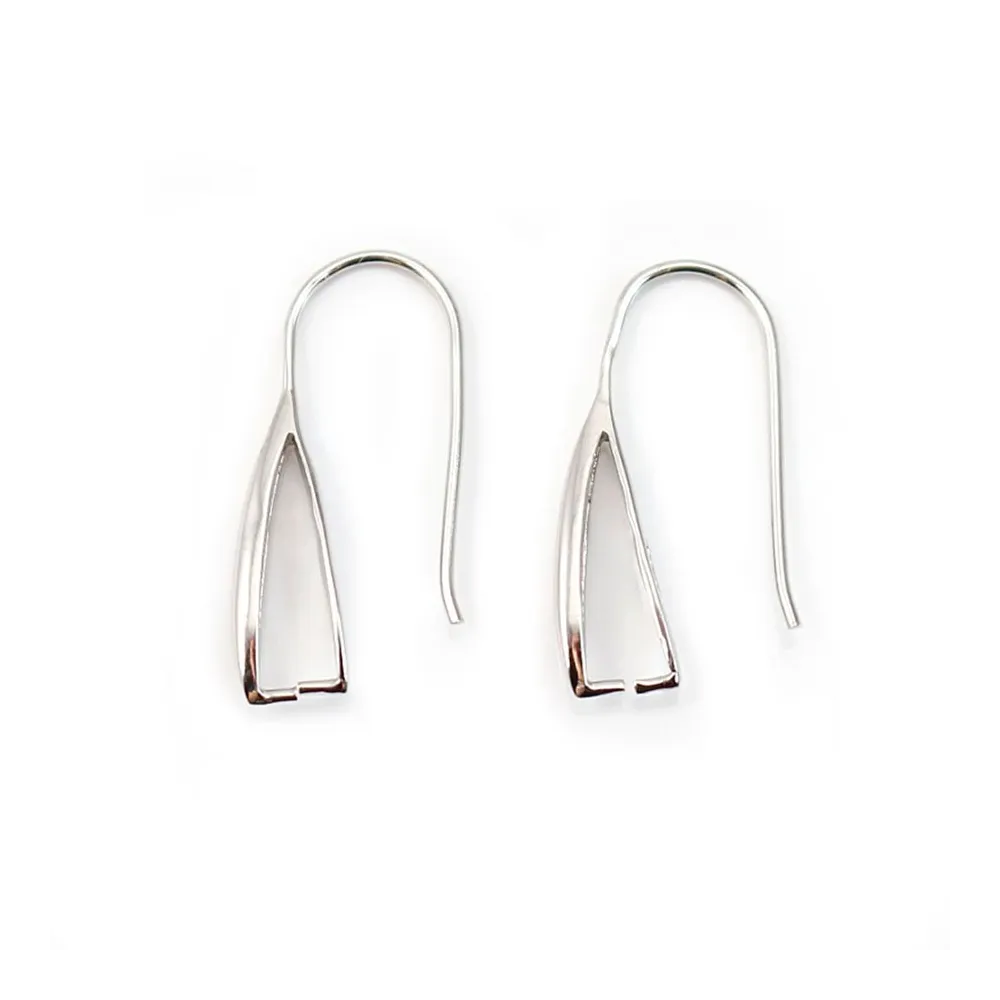 Crochet d'oreilles & attache pendentif ,argent 925 rhodié ,22mm x 2pcs