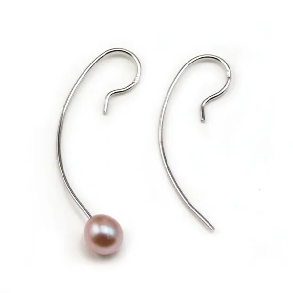 Earwires, 925 Sterling Silver Rhodium  48mm X2 pcs
