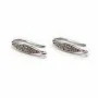 Ear wire thick back with rhinestones, 925 Sterling silver Rhodium x 10 pcs