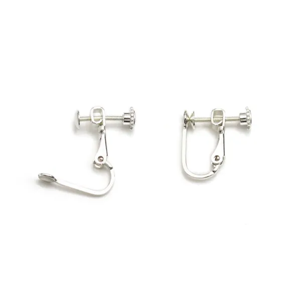 Clip d'oreilles à vis, en argent 925, avec une coupelle pour cabochon rond de 4mm x 2pcs
