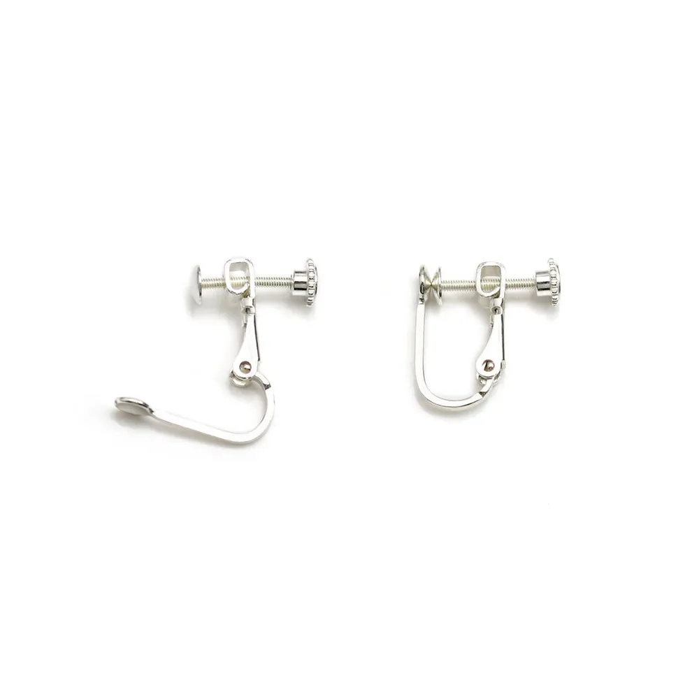 Clip d'oreilles à vis, en argent 925, avec une coupelle pour cabochon rond de 4mm x 2pcs