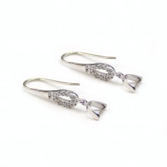 Streling silver 925 Rhodium Ear wire  with rhinestones 32x9mm x 10 pcs