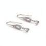 Streling silver 925 Rhodium Ear wire  with rhinestones 32x9mm x 10 pcs