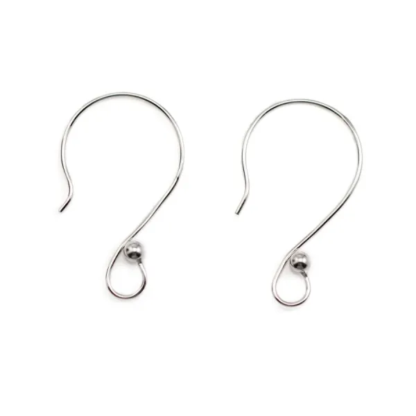 Crochet boucle D'oreille Argent  925 Rhodié grand S x 2pcs
