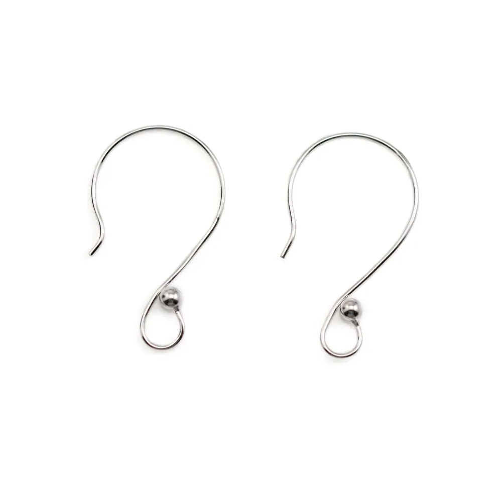 Crochet boucle D'oreille Argent  925 Rhodié grand S x 2pcs