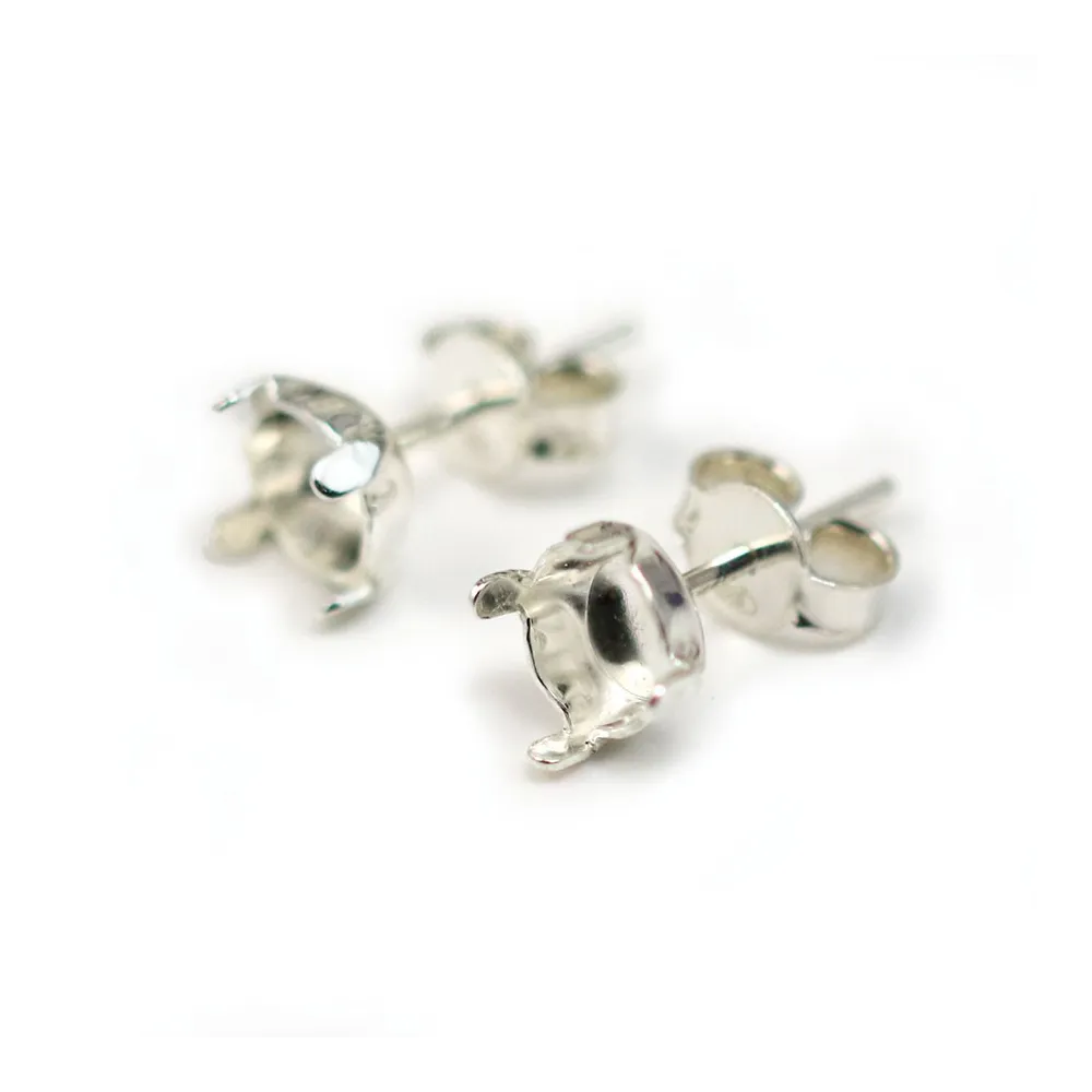 clous d'oreilles porte-cabochon argent 925  6.5mm x 2pcs