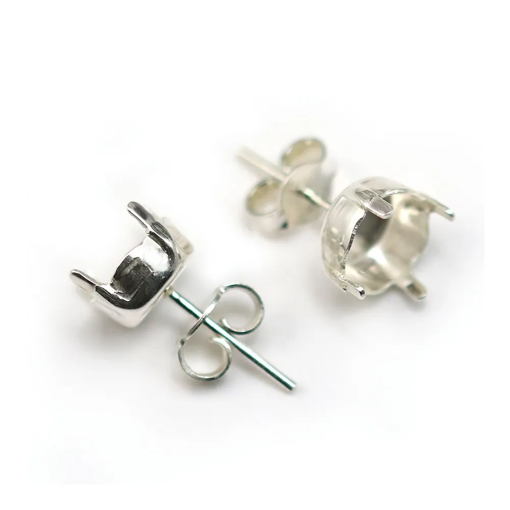 Clous d'oreilles porte-cabochon argent 925  8.5mm x 2pcs