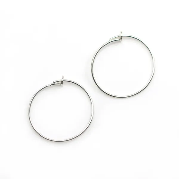 Créole ronde à décorer, en argent 925, de taille 32mm x 2pcs