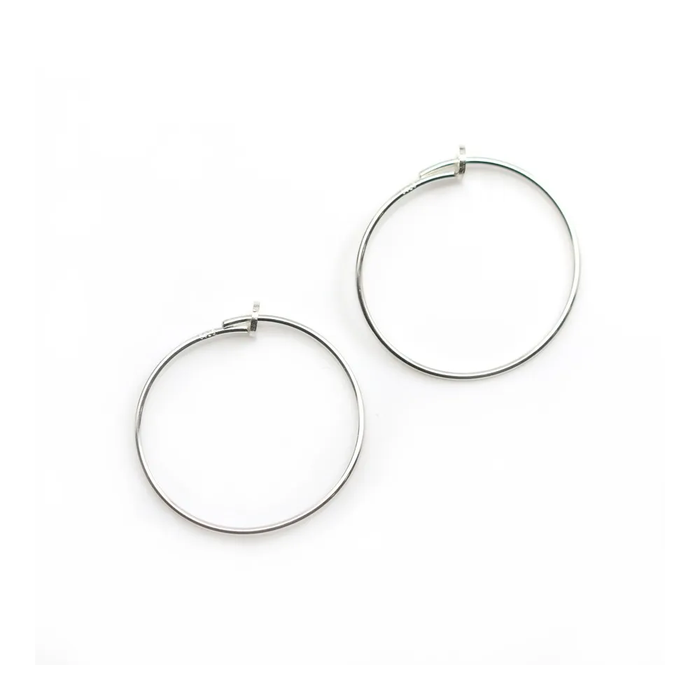 Créole ronde à décorer, en argent 925, de taille 32mm x 2pcs