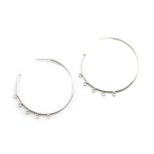 Créole ronde à décorer, en argent 925, de taille 44mm x 2pcs