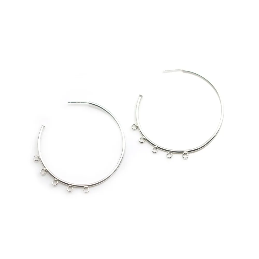 Créole ronde à décorer, en argent 925, de taille 44mm x 2pcs
