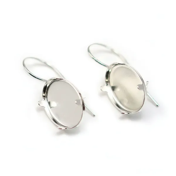 Dormeuse avec le cabochon serti , Argent 925 ,13x18mm x  2pcs 