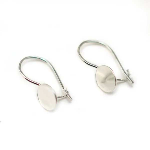 Crochets d'oreilles disque , argent 925 ,7.7x19mm x  2pcs 